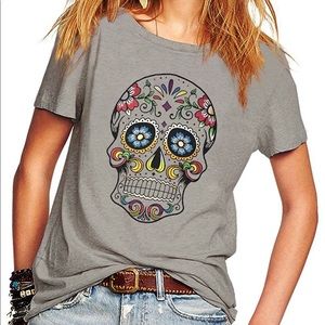 NWT Floral Skull Tee